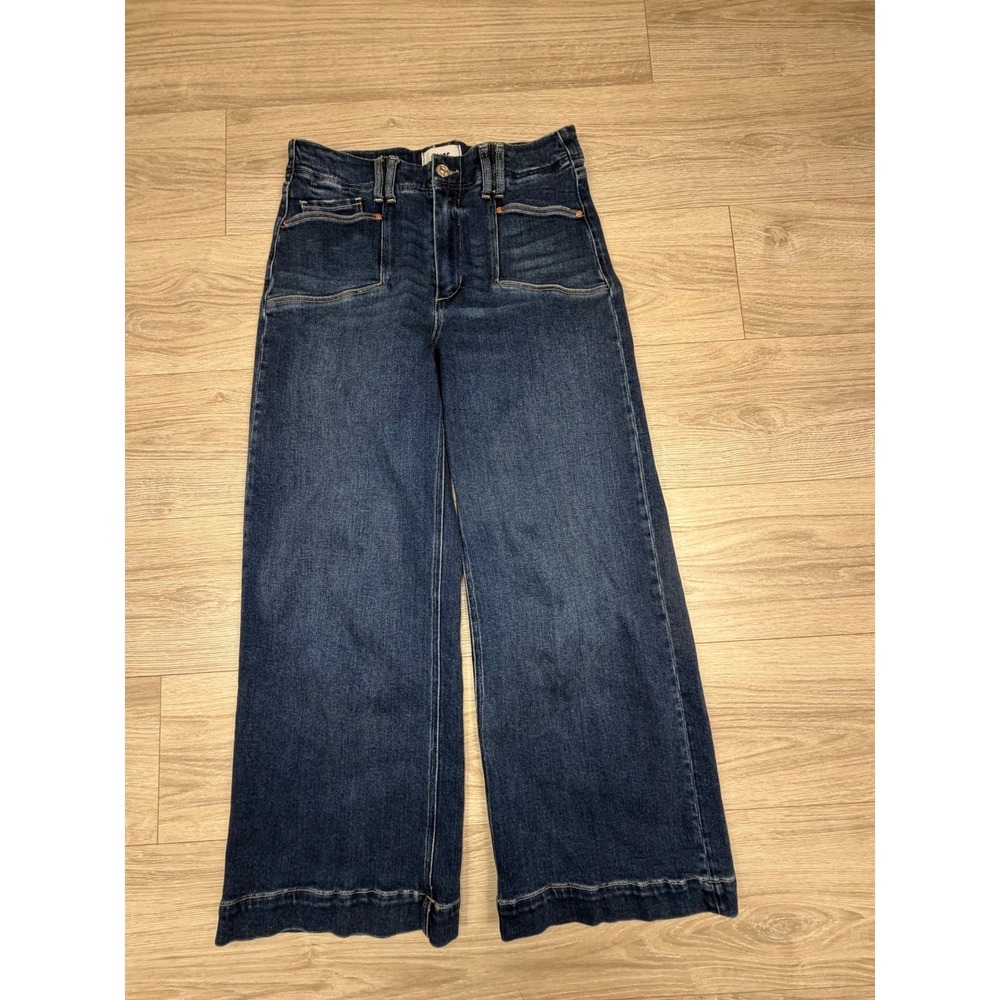 Paige‎ Anessa High Rise Wide Leg Jeans Dark Wash Size 29 Patch Pockets Denim